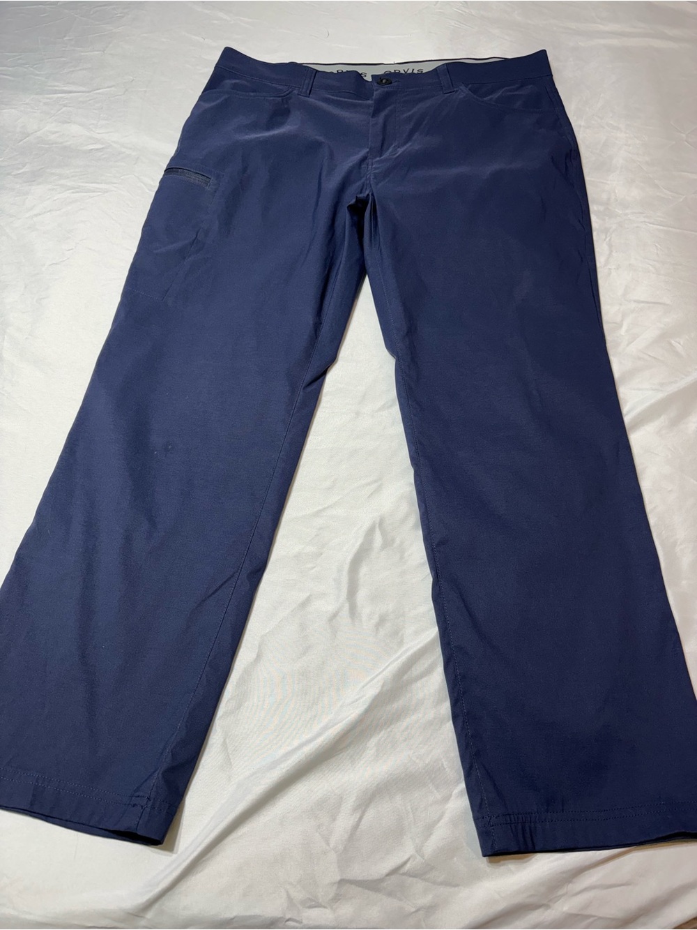 Orvis Men Tech Trek Pant 38x29 Blue Performance Stretch Water Repellent 171-6851